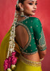Lime Green Embroidered Soft Silk Saree With Contrast Blouse