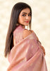 Mellow Pink Woven Linen Tissue Silk Saree