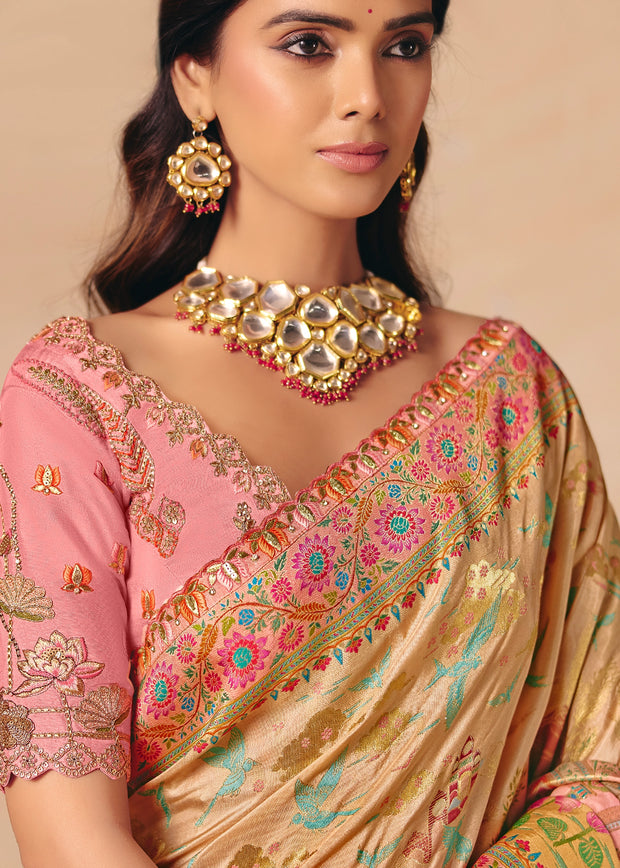 Blush Pink Designer Embroidered Saree