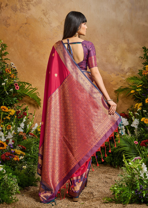 Scarlet Red Woven Banarasi Silk Saree