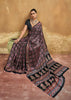 Black Printed Satin Silk Saree