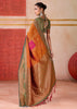 Russet Orange Dual Tone Bronze Zari Woven Banarasi Silk Saree