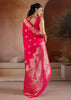 Hot Pink Woven Banarasi Silk Saree