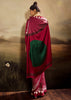 Maroon Printed Satin Silk Saree