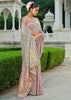 Grey Pink Designer Embroidered Silk Saree