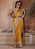 Mustard Yellow Printed Satin Silk Saree