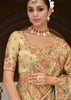 Golden Beige Designer Embroidered Silk Saree