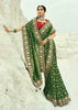 Pine Green Woven Georgette Bandhej Designer Saree