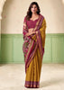 Mustard Yellow kalamkari Printed Cotton Silk Saree