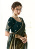 Hunter Green Designer Organza Tissue Silk Saree