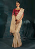 Ivory Embroidered Designer Tissue Saree