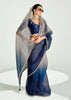 Midnight Blue Ombre Banarasi Tissue Saree