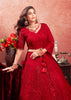 Poppy Red Net Embroidered Bridal Lehenga