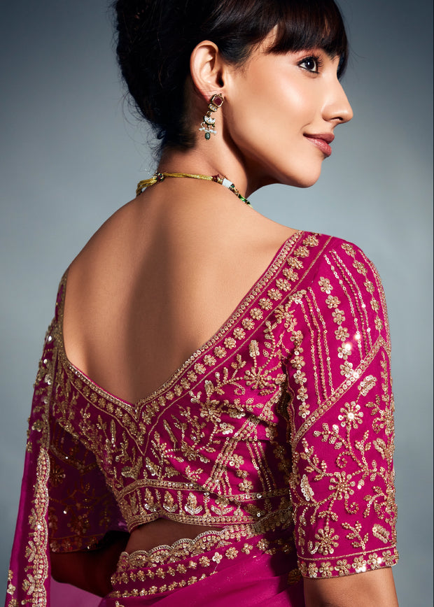 Princess Pink Designer Silk Saree