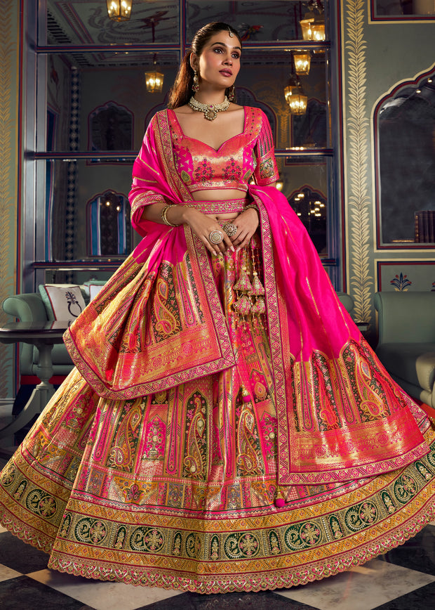 Fuchsia Pink Heavy Banarasi Designer Lehenga