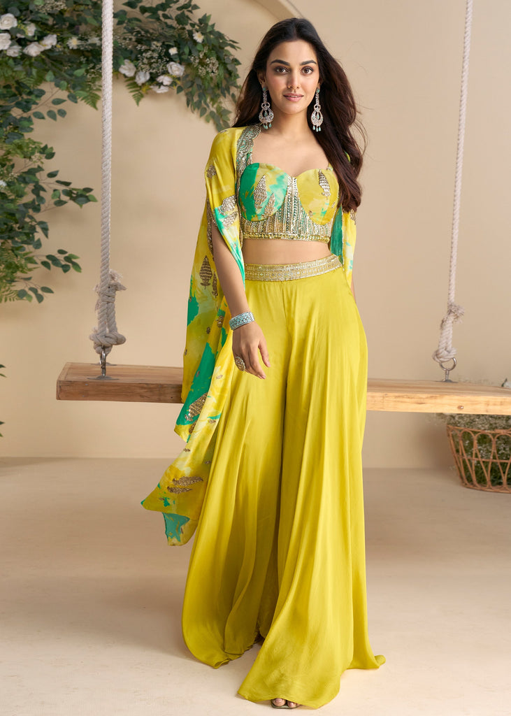 Cyber Yellow Designer Indo Western Set