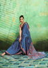 Blue Printed Satin Silk Saree
