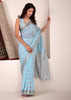 Sky Blue Woven Linen Silk Saree