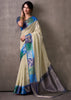 Off White Woven Banarasi Cotton Silk Saree