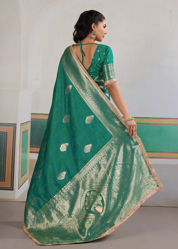 Fair Green Woven Banarasi Satin Silk Saree