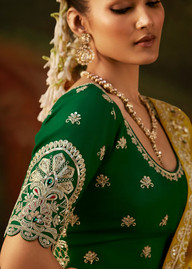 Yellow Embroidered Tissue Saree