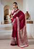 Rich Red Printed Satin Silk Saree
