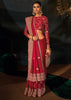 Red Satin Embroidered Designer Saree