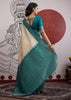 Blue Border Ivory Woven Banarasi Silk Saree