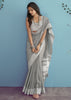 Powder Grey Woven Linen Silk Saree