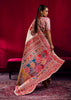 Bright white Woven Cotton Kashmiri Jamewar Saree