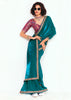 Teal Blue Designer Embroidered Tissue Saree