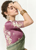 Dusky Green Designer Organza Tissue Silk Saree