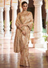 Champagne Beige Bead Work Kanjivaram Soft Silk Saree