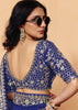 Ultramarine Blue Embroidered Designer Tissue Saree