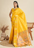Bright Yellow Woven Bronze Zari Paithani Silk Sareee