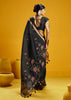 Black Woven Munga Cotton Silk Saree