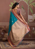 Teal Blue Woven Banarasi Tussar Silk Saree