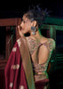 “Exclusive Offer” : Rich Maroon Woven Banarasi Silk Saree With Embroidered Blouse