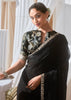Jet Black Designer Silk Saree