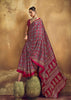 Beet Red Printed Satin Silk Saree