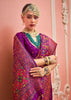 Plum Purple Woven Kashmiri Jamewar Saree