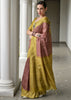 Dusty Mauve & Yellow Printed Tussar SIlk Saree