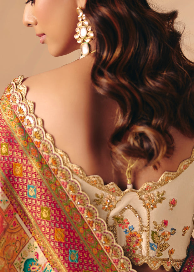 Ivory Designer Embroidered Saree