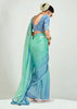 Sea Green & Blue Ombre Banarasi Tissue Saree