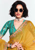 Mimosa Yellow Designer Embroidered Tissue Saree