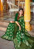 Garden of Roses: Banarasi Floral Jaal Katan Silk Saree in the Shades of Green (7702574104769)