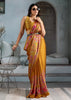 Golden Yellow Printed Satin Silk Saree