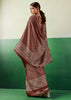 Coffee Brown Printed Satin Silk Saree
