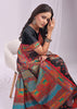 Phantom Black Woven Linen Cotton Saree