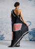 Black And White Printed Satin Silk Saree